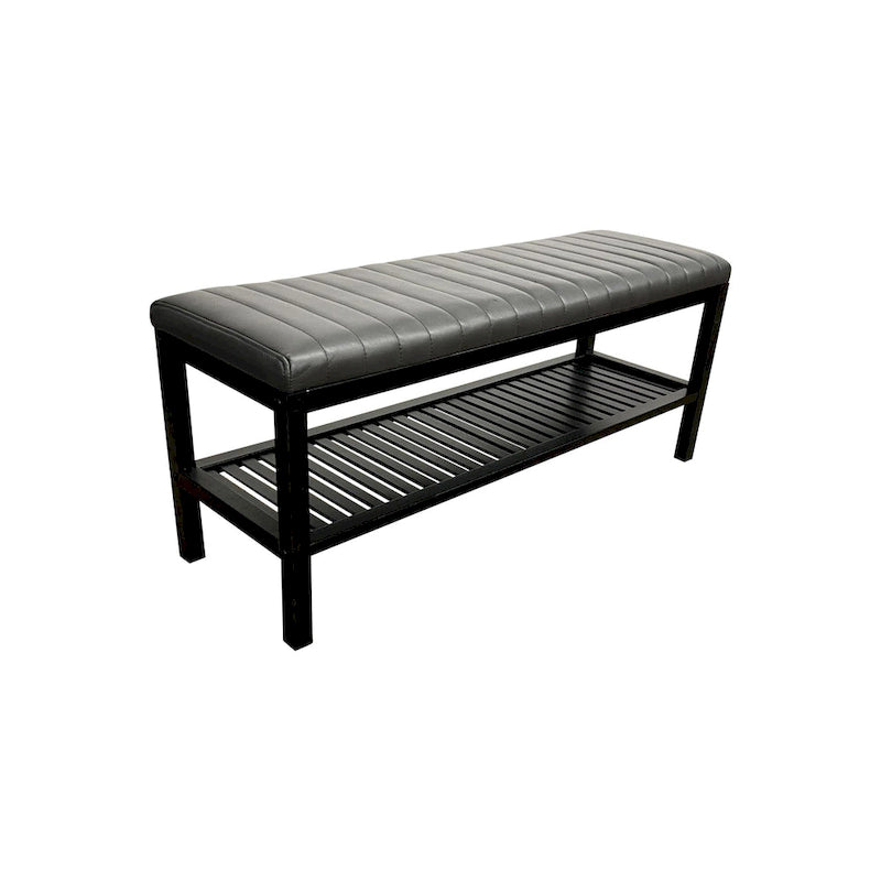 Solid Bamboo Ribbed Padded 40 Bench with Shelf