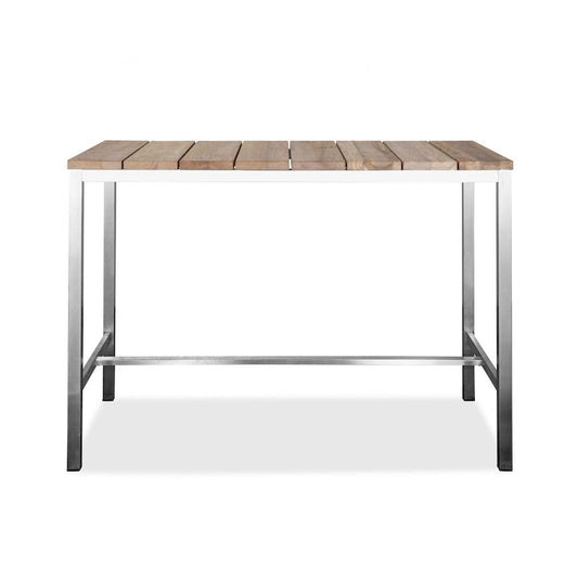 HomeRoots 55 Wood Brown and Silver Solid Wood and Stainless Steel Dining Table