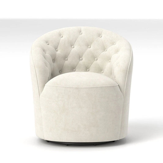 SEYNAR Modern Velvet Upholstered 360 Degree Swivel Barrel Chair with Button Tufted Back