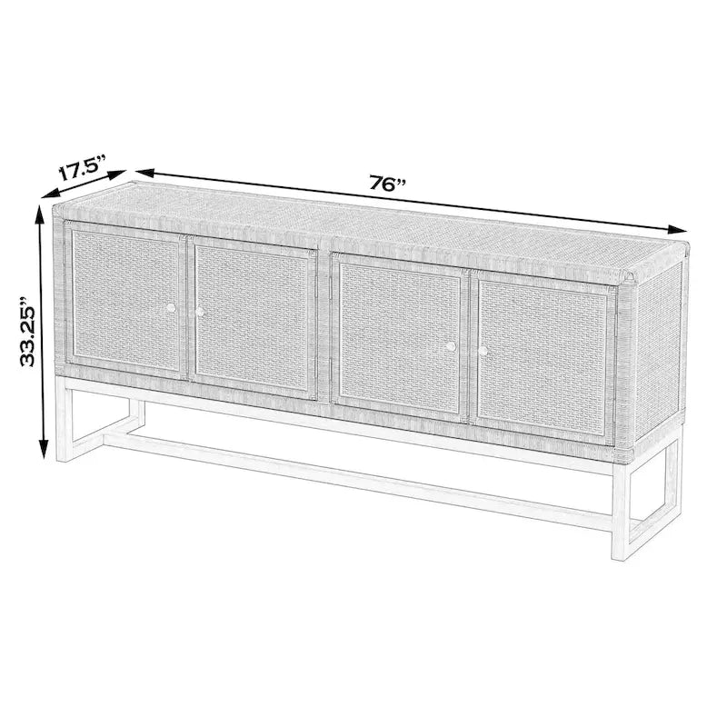 Captiva Rattan 4 Door 76 Sideboard