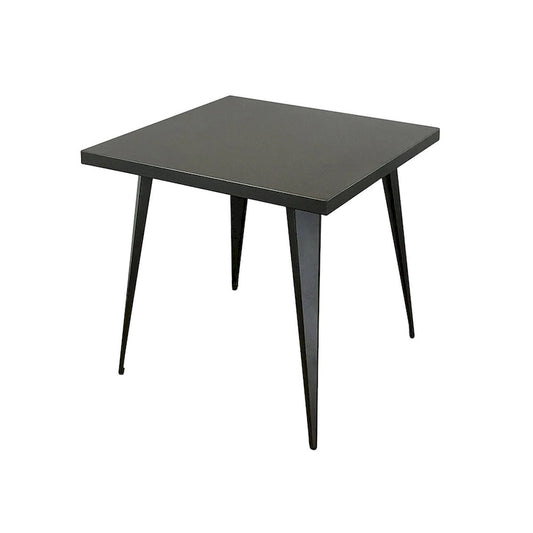 Square metal top dining table with metal legs