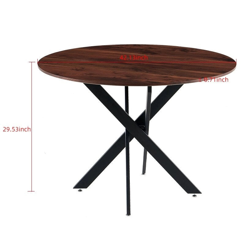 1+4.5 Pieces Dining Set, 42.1 Table Metal Leg Mid-century Dining Table For 4-6 People With Mdf Table Top, Pedestal Dining Table