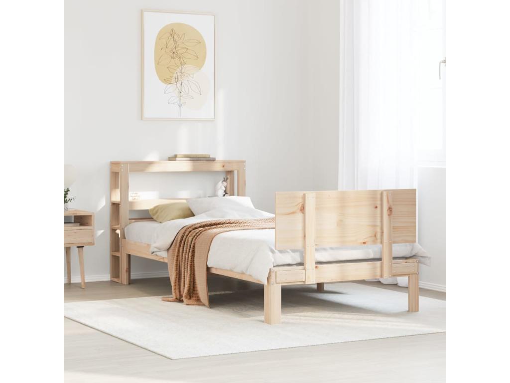 Bed frame with headboard 90x200 cm solid pine wood 16666ONDE
