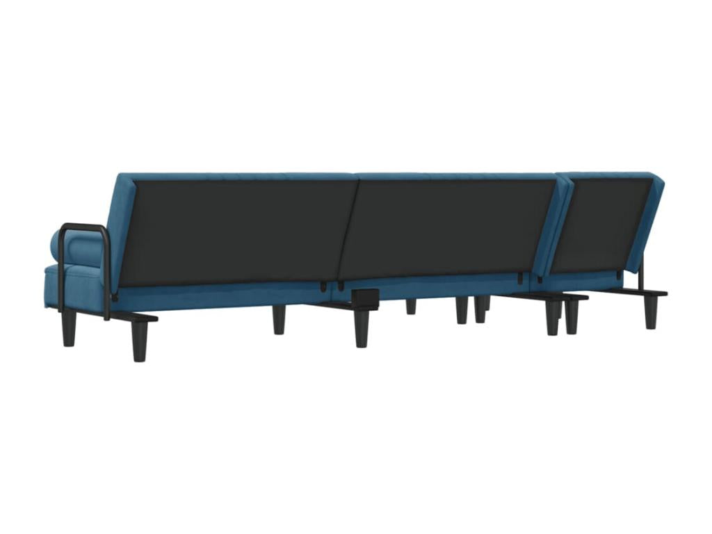 Blue L-shaped sofa bed 260x140x70 cm velvet 42875OSED