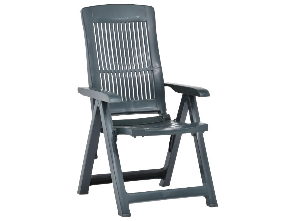 Garden reclining chairs, set of 2, green plastic, 44015CHPP