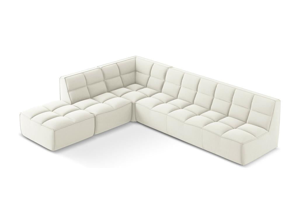Modular 5-seater right-facing corner sofa in velvet - light beige - Maisonpuretop 44678KLKB