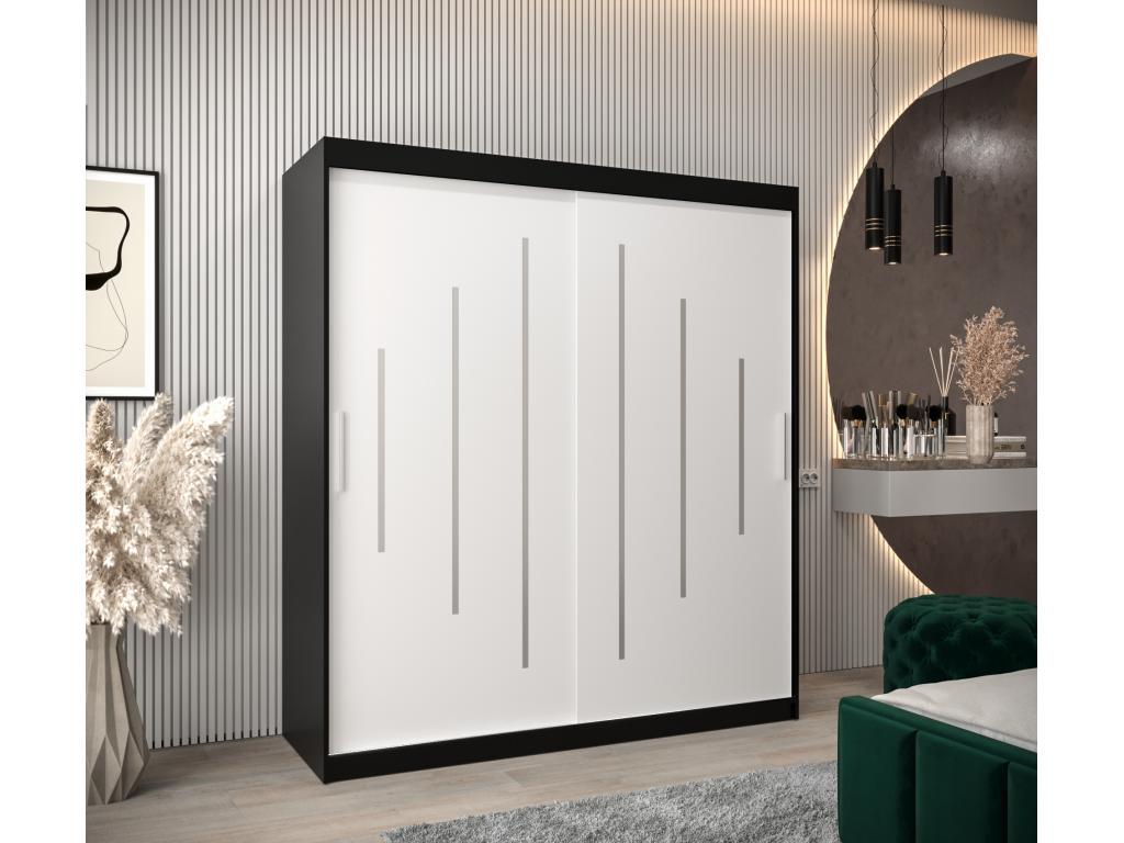 Parisianestop Sliding Door Wardrobe 200/180/62 2 Doors Black/White 22875NXLW