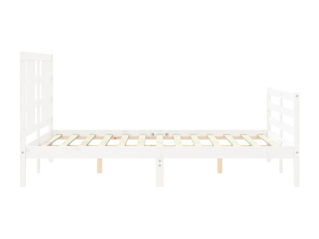 Bed frame with white headboard, 160x200 cm, solid wood, 99757SXSF