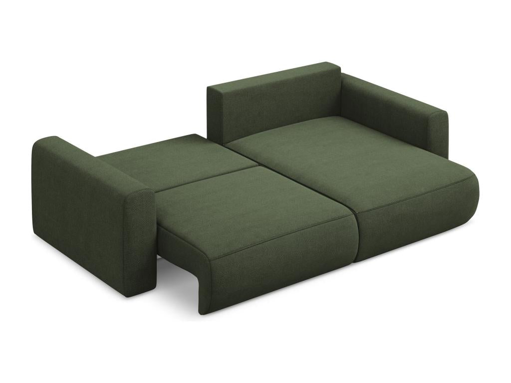 2.5-seater right-hand corner sofa bed in textured fabric - olive - Parisianestop 98146TINK