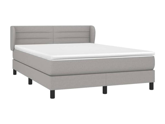 Upholstered bed base with mattress, light grey, 140x200cm, fabric, 74292HCPE