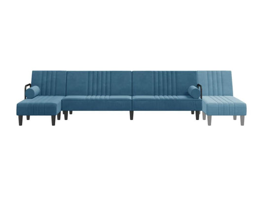 Blue L-shaped sofa bed 260x140x70 cm velvet 42875OSED