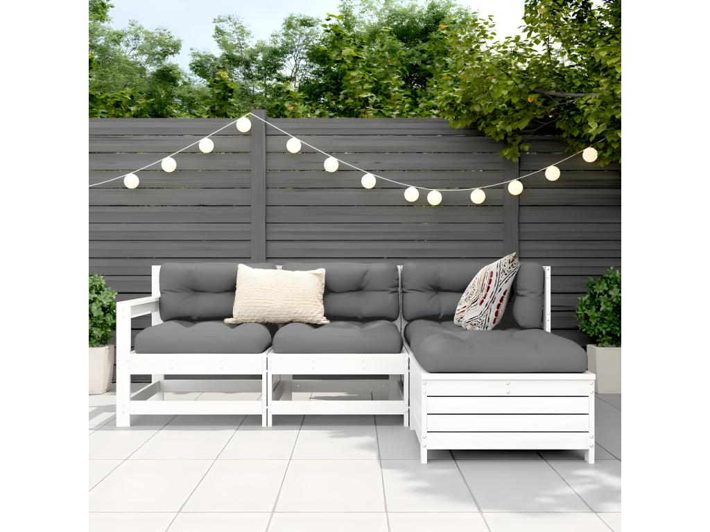 4-piece garden furniture set, white, solid pine wood, 85610RIJS