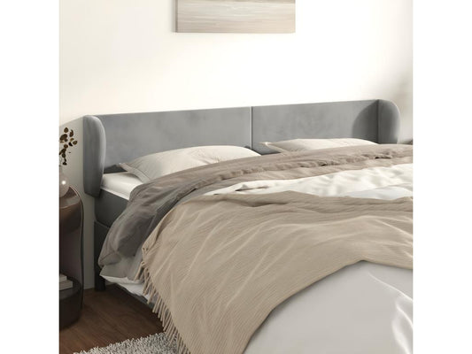 Headboard with wings, light grey, 183x23x78/88 cm, velvet, 10462UOEX