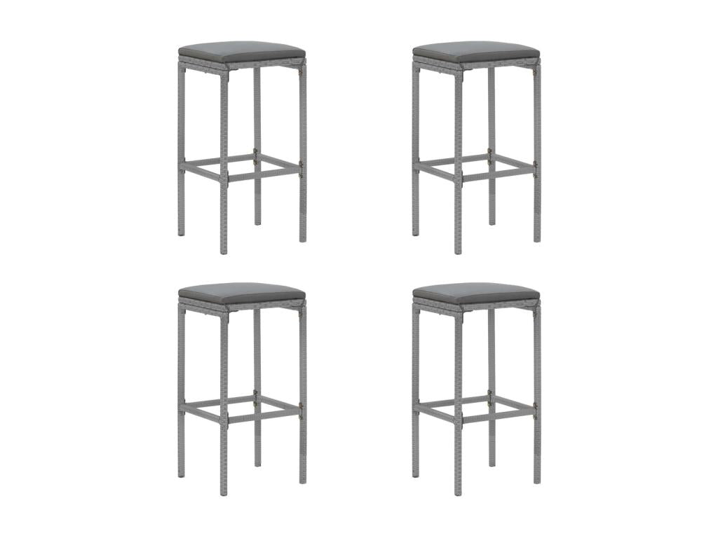 5-piece garden bar set with grey poly rattan cushions 67389RAAP