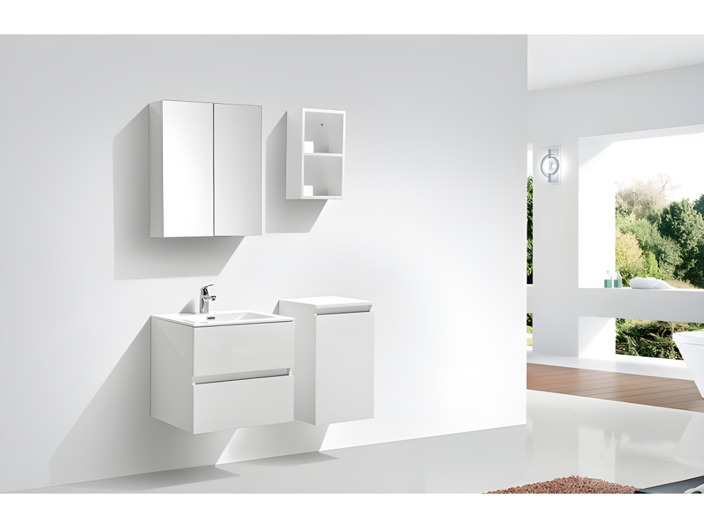 Artvivrestore mirrored bathroom cabinet, 60 cm wide, white lacquered, 40669BGCO