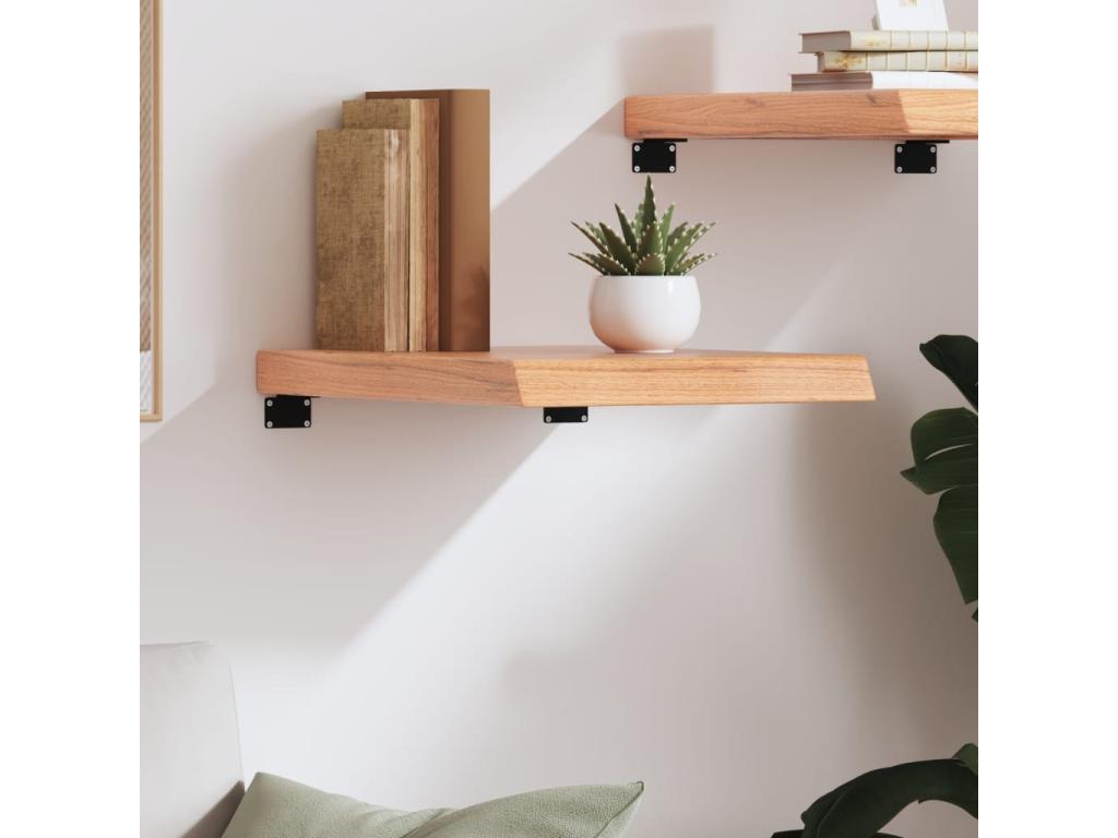 Light brown wall shelf, treated solid oak wood 18635TXKV