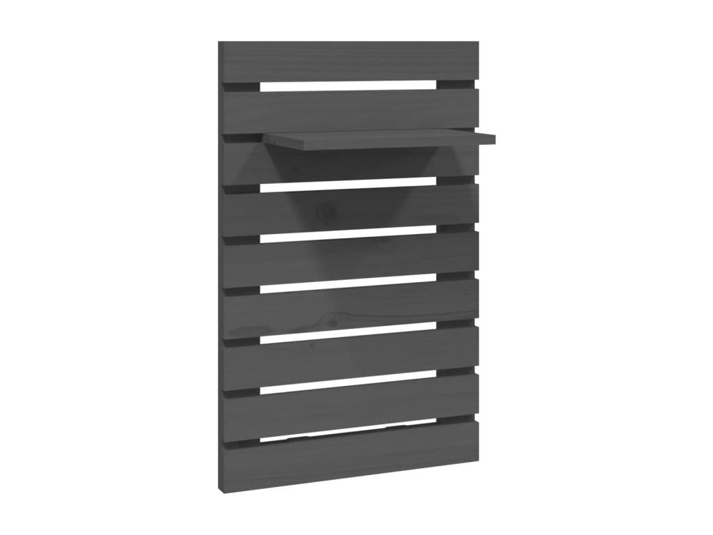 2-Piece Wall-Mounted Bedside Shelves, Grey Solid Pine Wood 94677TCLP