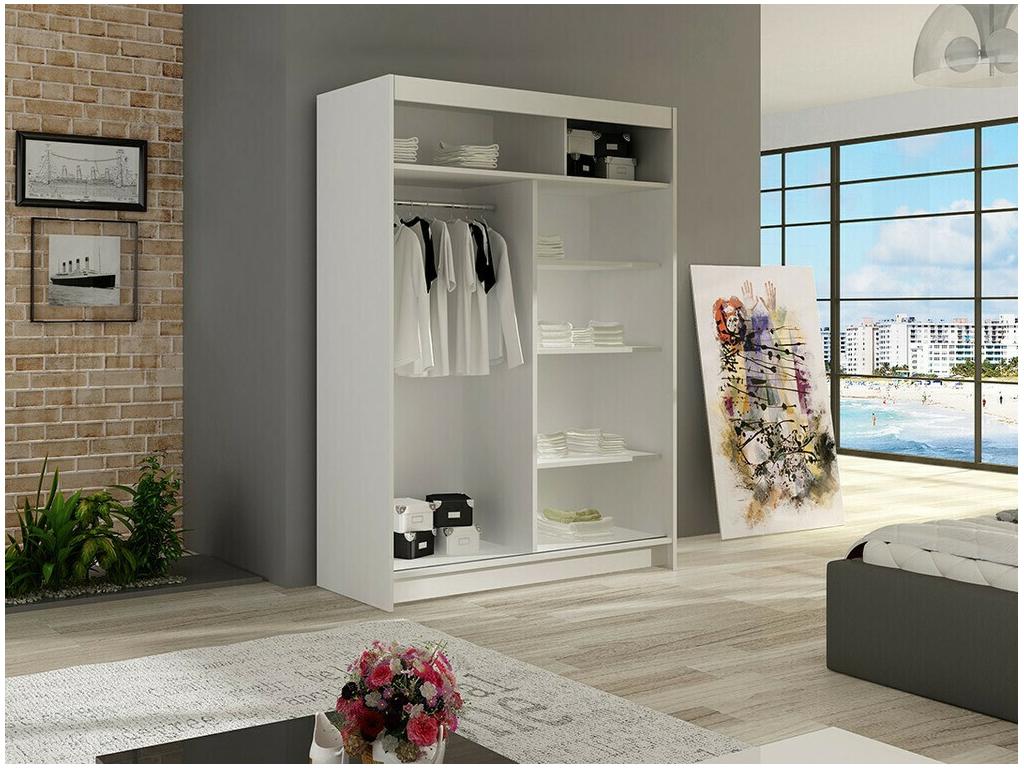 Parisianestop 111 White Wardrobe 200x120x58cm Sliding Wardrobe Doors 40385TDCI