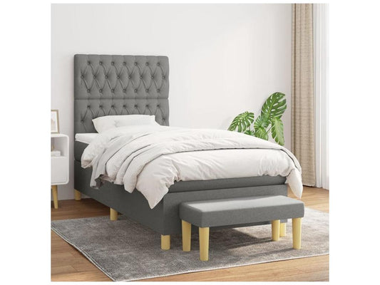 Parisianestop bed base with mattress, dark grey, 90x200 cm, fabric, 88727DAFJ