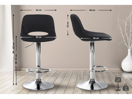 Bar stool - Velvet - Black - Parisianestop 89718DAAD