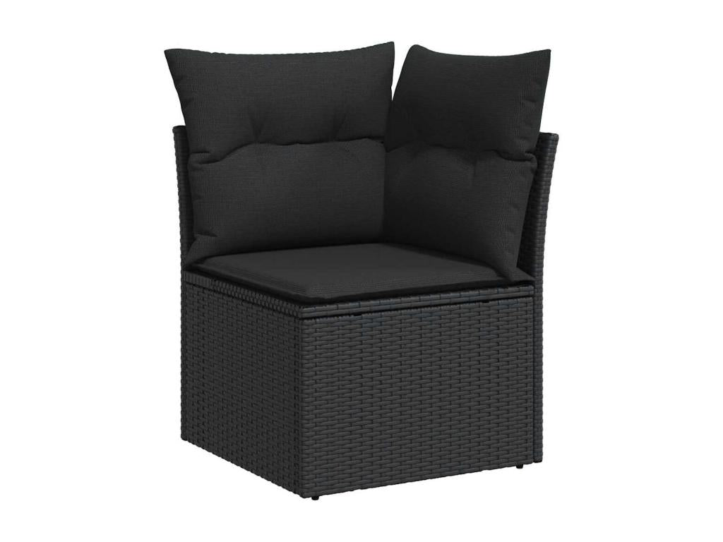 8-piece garden furniture set with cushions, black resin wicker, 78438GVEO