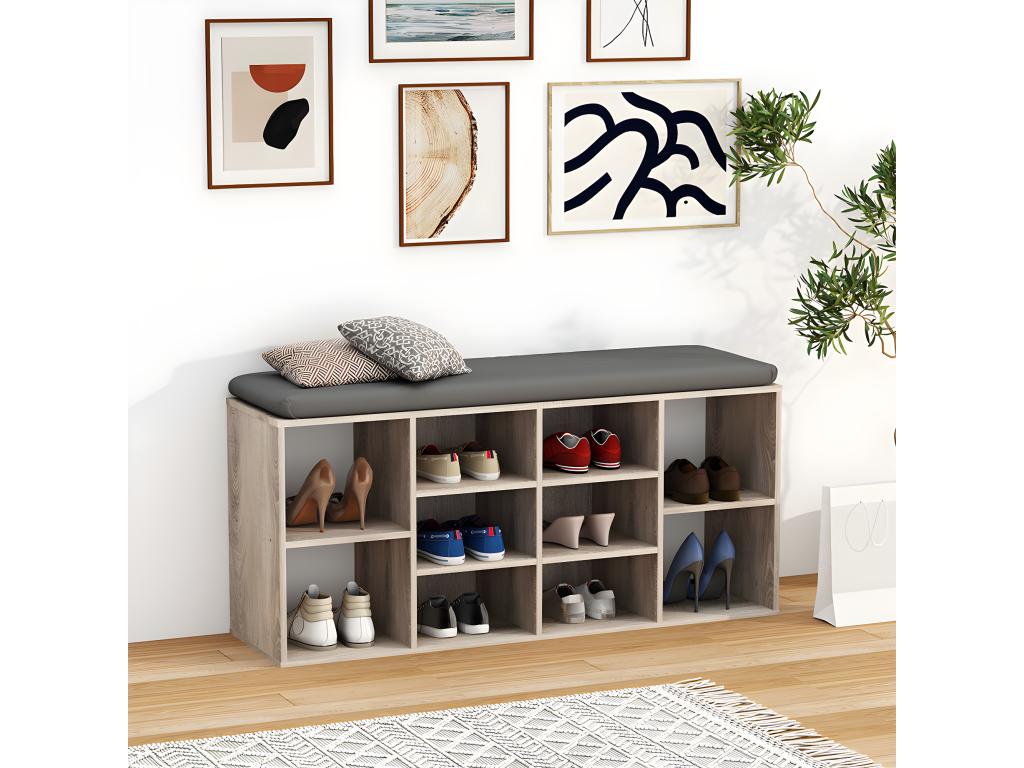 Maisonpuretop Wooden Bench, Shoe Cabinet, Shoe Rack, Chest of Drawers with Seat, 10 Compartments, Maisonpuretop S Oak, Maisonpuretop 78186RCVD