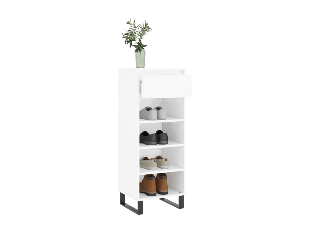 High-gloss white shoe cabinet, 40x36x105 cm, engineered wood, 48854SJTW
