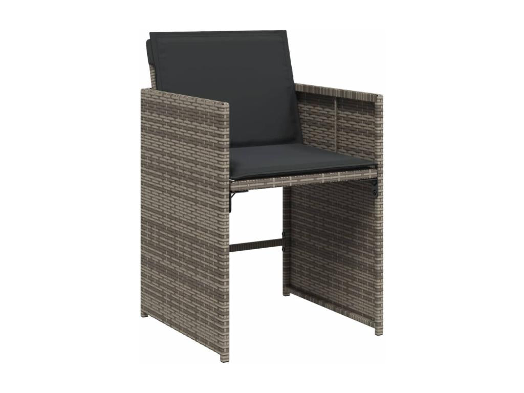 Garden dining set with cushions, 13 pieces, grey woven resin, 66866EZHW