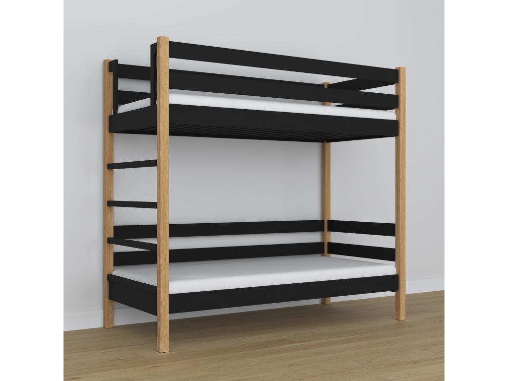 Wooden bunk bed N03 Black / Natural Oak 80x180 10936ADUH