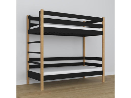 Wooden bunk bed N03 Black / Natural Oak 80x180 10936ADUH