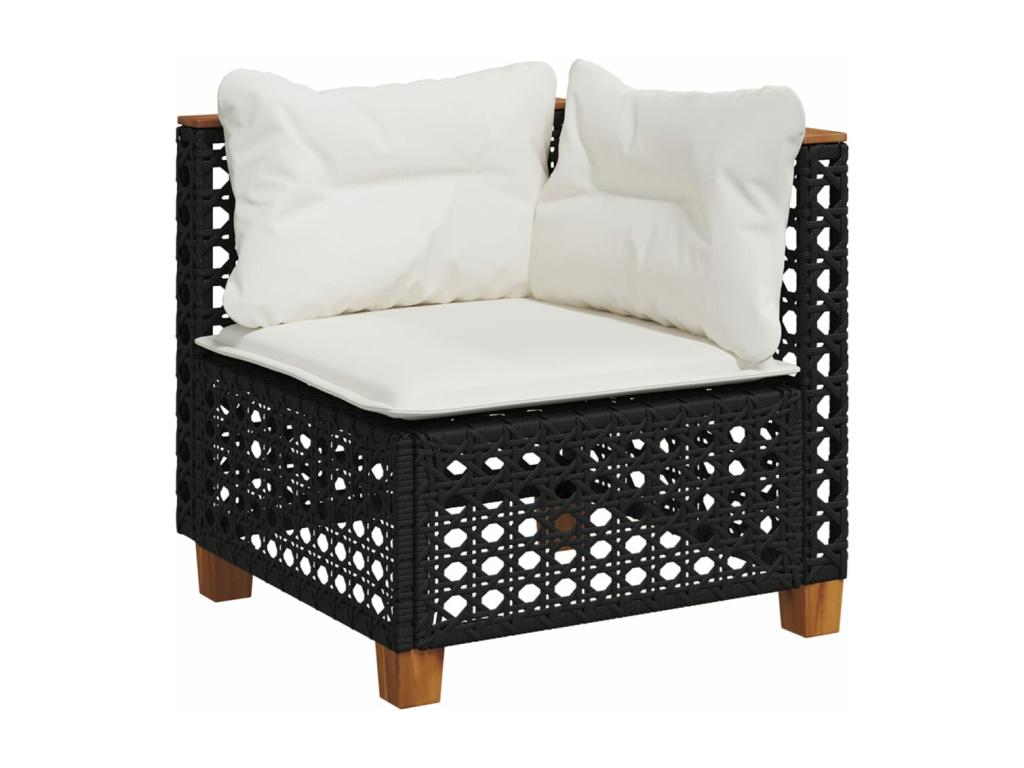 6-piece garden furniture set with cushions, black resin wicker 13232LMAP