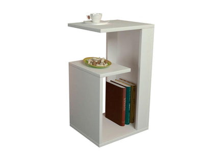 Side table with 2 shelves and storage compartment, white - Dimensions 35x60x29.5cm. 02573RADS