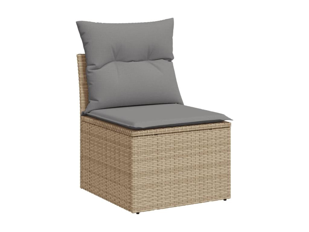 7-piece garden furniture set with cushions, beige wicker resin 80352HGVJ