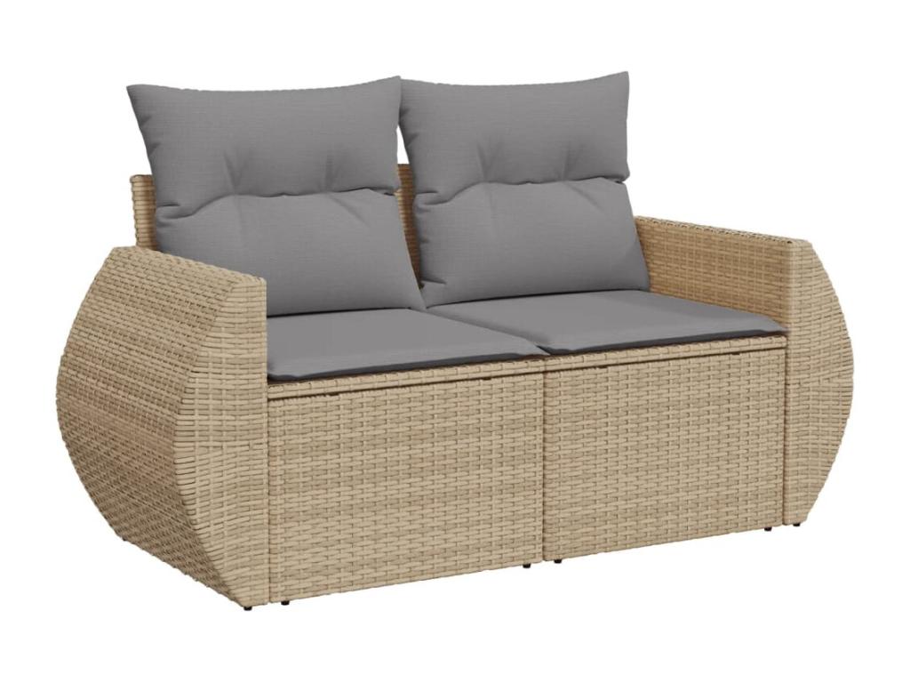 7-piece garden furniture set with cushions, beige wicker resin, 39904TGCR