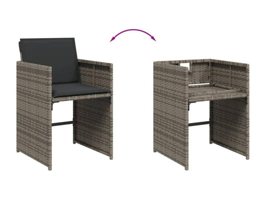 5-piece garden dining set with grey resin wicker cushions 57610OMTM