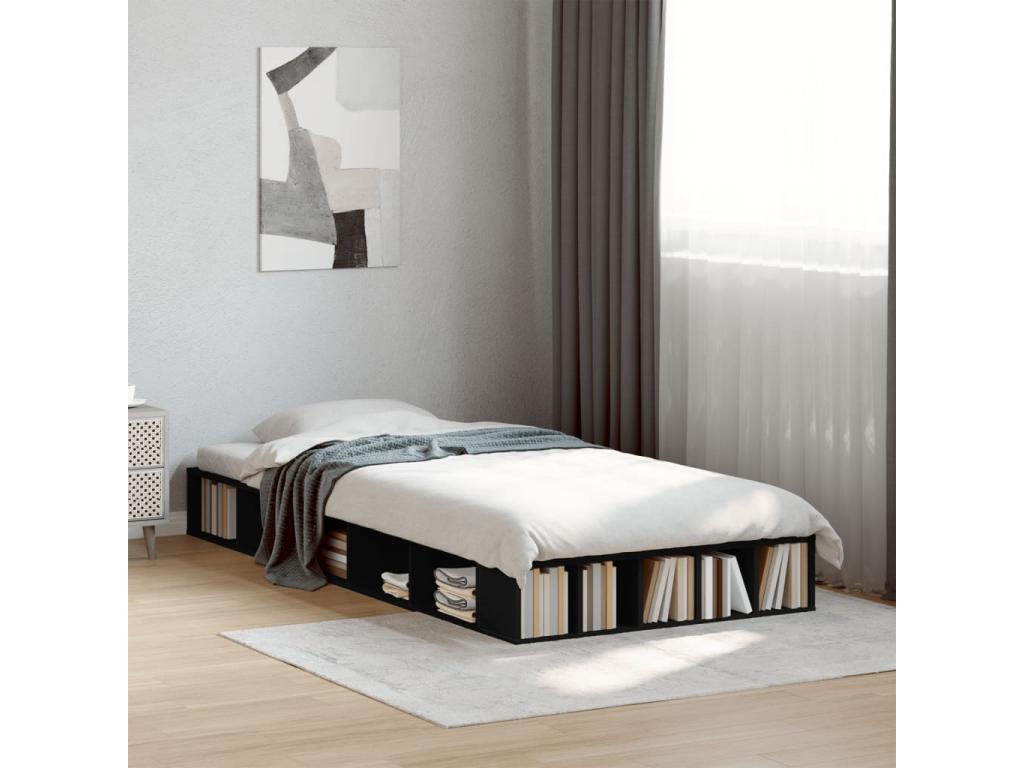 Black bed frame without mattress, 100x200 cm, 86101SRLU
