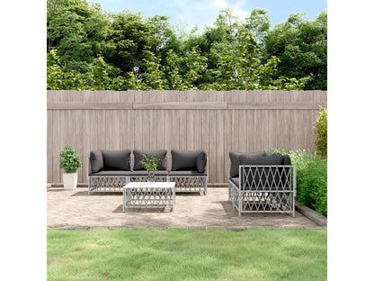 6-piece garden furniture set with cushions, white steel, 21851CVDK