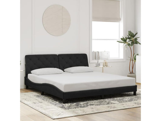Black velvet bed frame without mattress, 180x200 cm, 37976CSPX