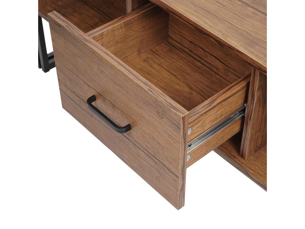 Maisonpuretop-A27b Coffee Table, 3D Structure Side Table, 45x150x60cm, Maisonpuretop - Certified Metal - Oak Finish, s 38870PARR