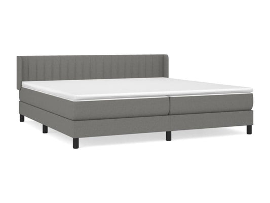 Upholstered bed base with mattress, dark grey, 200x200cm, fabric, 21504KXIK