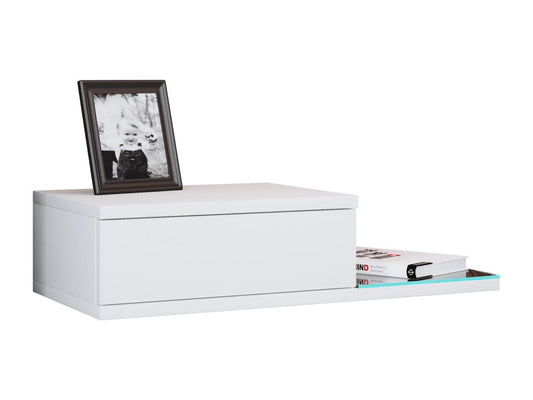 Parisianestop Wooden Wall Drawer Nightstand, Wall-Mounted Bedside Table, Drawer Console, White 77204DEZT