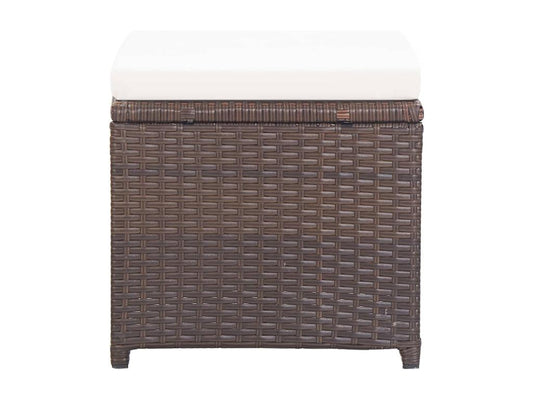 2-Piece Garden Stools with Cushions, Brown Wicker Resin 89196IFDK