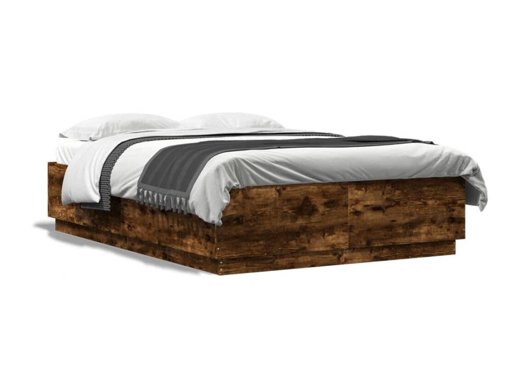 Smoked oak bed frame 120x200 cm engineered wood 30268KGUV