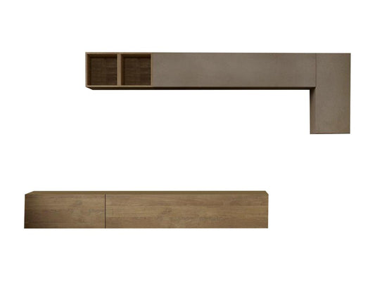 Maisonpuretop Wall Unit Living Room Composition Versatile Living Room Furniture TV Unit Made in Italy 276x30 h180 cm Bronze and Walnut 96070CWVJ