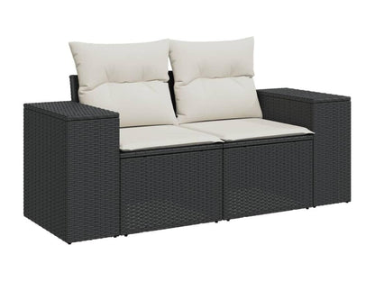 8-piece garden furniture set with cushions, black resin wicker, 34495KGTF