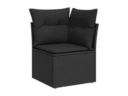6-piece garden furniture set with cushions, black woven resin 30338NISU