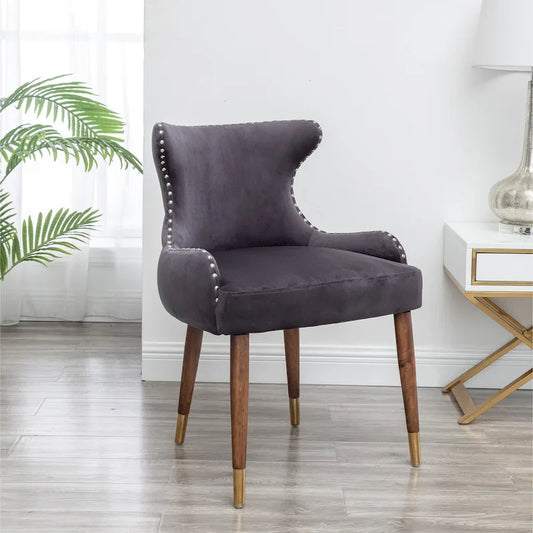 Gray 23 Polyester Upholstered Accent Chair with Rubberwood Legs