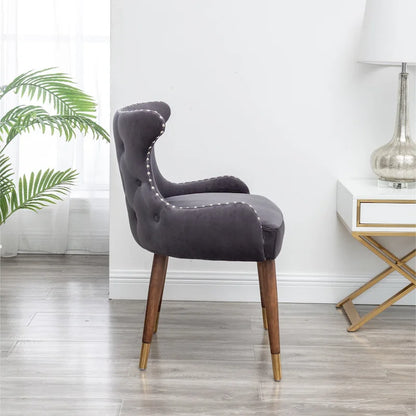 Gray 23 Polyester Upholstered Accent Chair with Rubberwood Legs