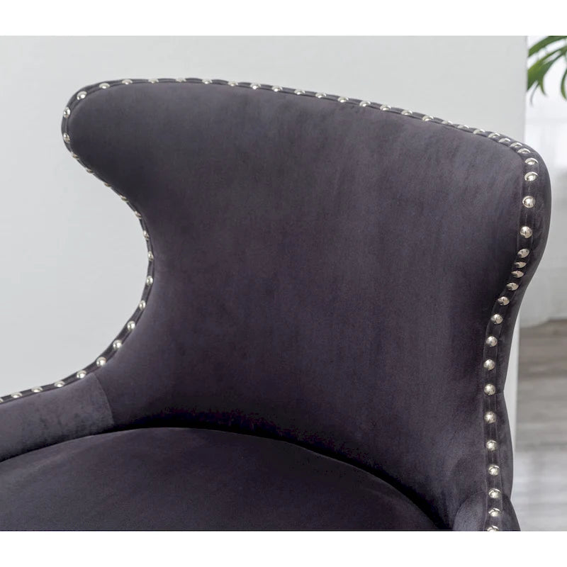 Gray 23 Polyester Upholstered Accent Chair with Rubberwood Legs