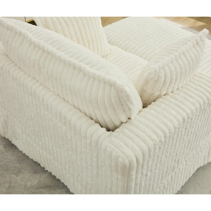 Beige 47.8 Upholstered Oversized Chaise Longue with Ottoman